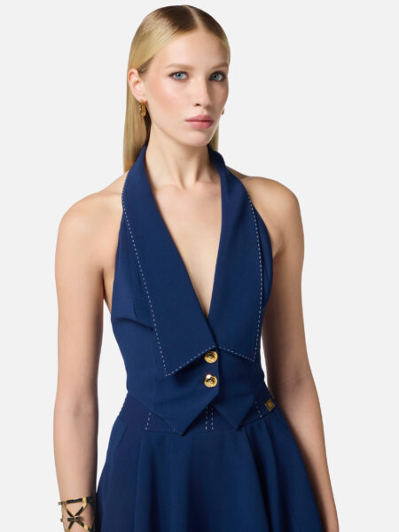 Gilets ELISABETTA FRANCHI en Crêpe avec Surpiqûres Contrastées Outre-Mer