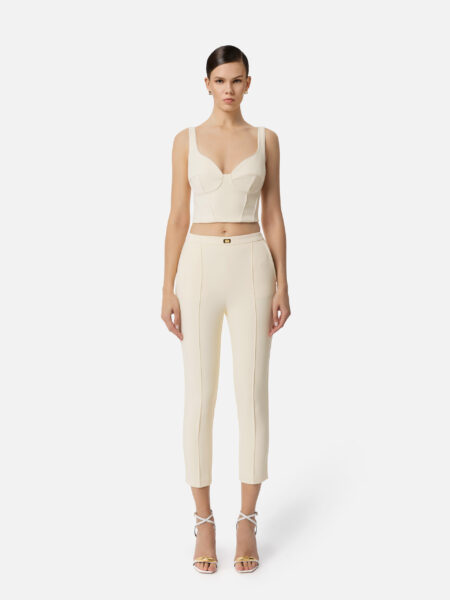 Top ELISABETTA FRANCHI en Crêpe avec Piping Contrasté Beurre