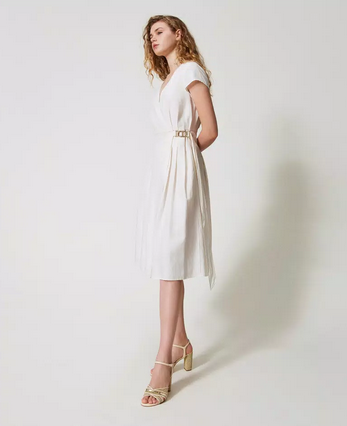 Robe Midi TWINSET en Lin Mélangé Neve