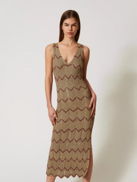 Robe Midi TWINSET en Maille Bicolore