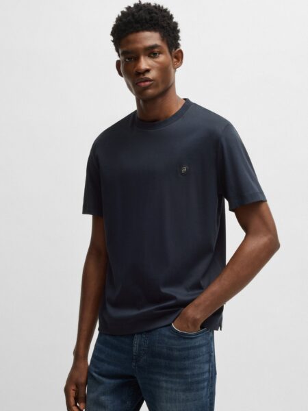 T Shirt BOSS Regular en Coton avec Monogramme Double B Dark Blue