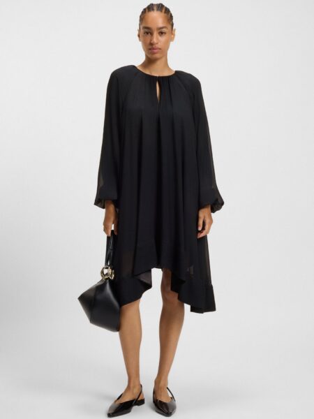 Robe BOSS Relaxed en Mousseline de Soie Double Epaisseur Bleu Foncé