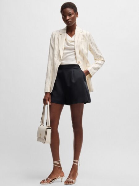 Short BOSS Relaxed avec Plis sur le Devant Bleu Foncé