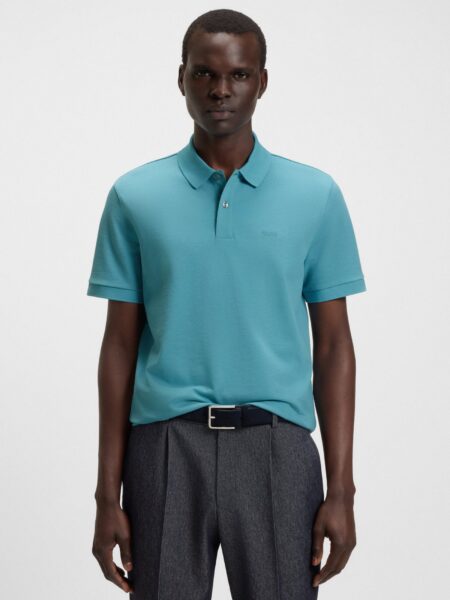 Polo BOSS Pallas en piqué de coton avec logo Bleu