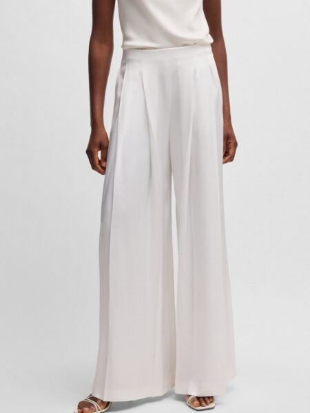 Pantalon BOSS Relaxed à Plis sur le Devant Blanc