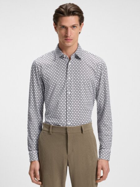 Chemise BOSS Slim en Coton Mélangé Brown