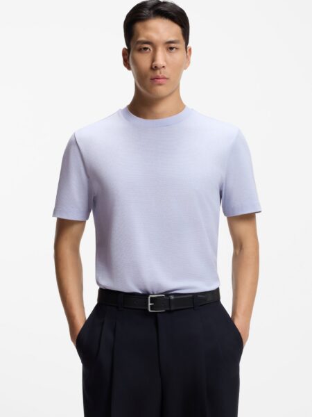 T Shirt BOSS en Coton à Structure Alvéolée Purple