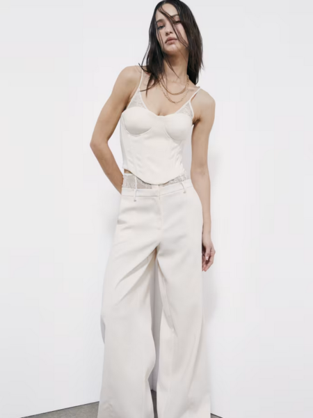 Corset PATRIZIA PEPE Orné de Détails en Dentelle Blanc