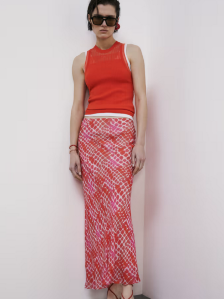 Jupe PATRIZIA PEPE Midi Fluide Imprimé Red Croco