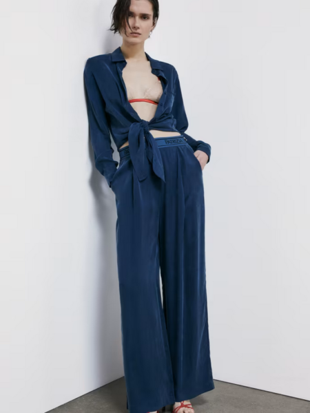 Pantalon Fluide PATRIZIA PEPE avec Elastique à la Taille Bleu
