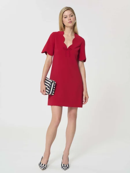 Robe TARA JARMON Romelina Cerise en Crêpe Fluide