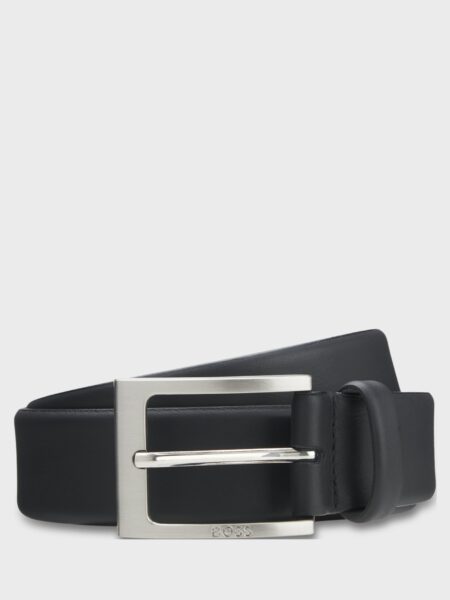 Ceinture BOSS en cuir nappa avec boucle à ardillon noir