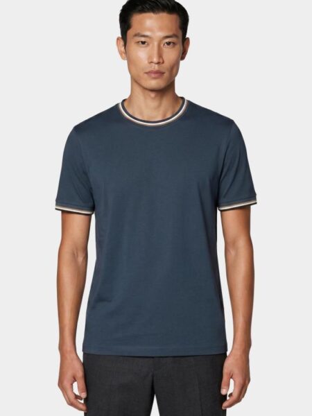 T-shirt BOSS avec bordure de couleurs bleu