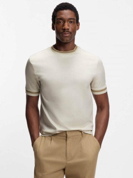 T-shirt BOSS avec bordure marron