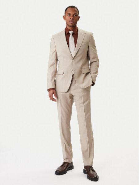 Costume BOSS élégant en laine mélangée beige