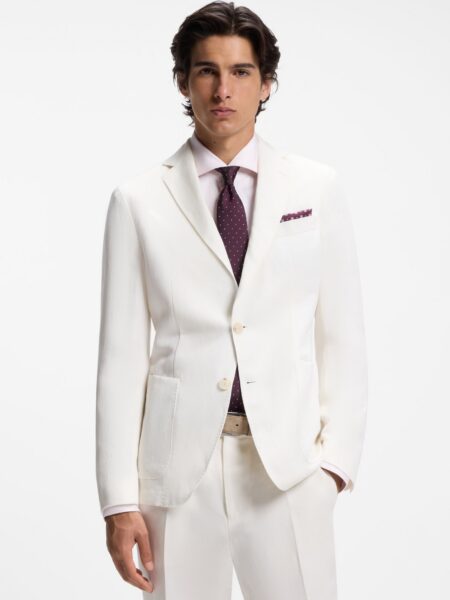 Veste BOSS en Tissu à Micro Motif Blanc