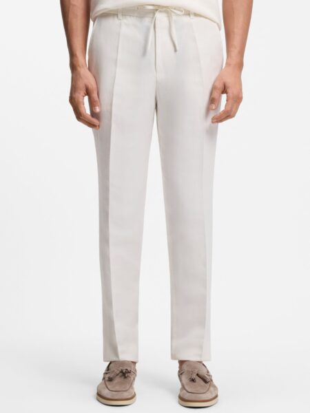 Pantalon BOSS Coupe Fuselée avec Taille à Cordon de Serrage Blanc