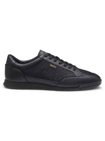 Baskets BOSS en cuir avec lambris monogramme noir